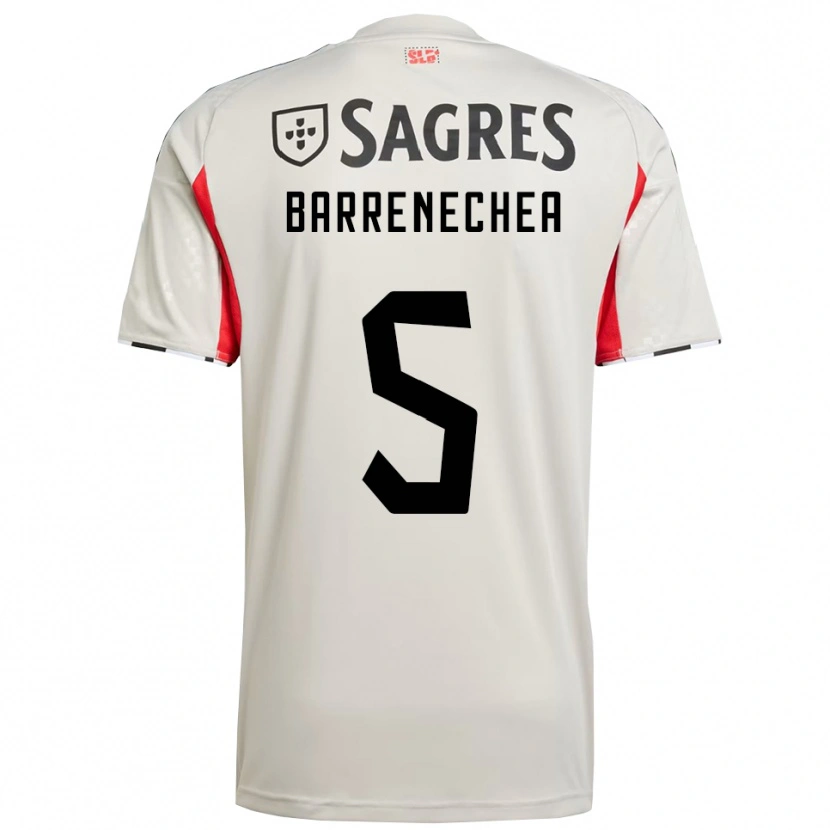 Danxen Män Enzo Barrenechea #5 Benvit Röd Bortatröja Matchtröjor 2025/26 Tröjor T-Tröja