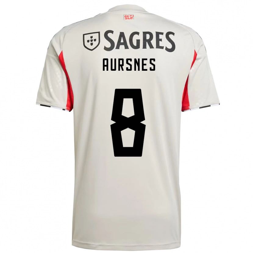 Danxen Män Fredrik Aursnes #8 Benvit Röd Bortatröja Matchtröjor 2025/26 Tröjor T-Tröja