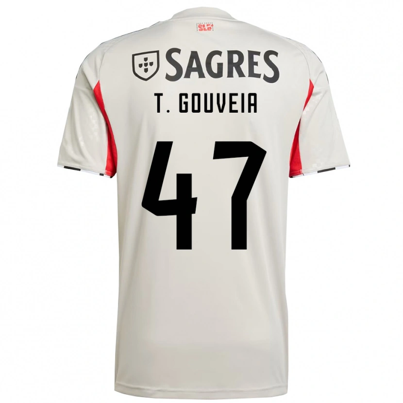 Danxen Män Tiago Gouveia #47 Benvit Röd Bortatröja Matchtröjor 2025/26 Tröjor T-Tröja
