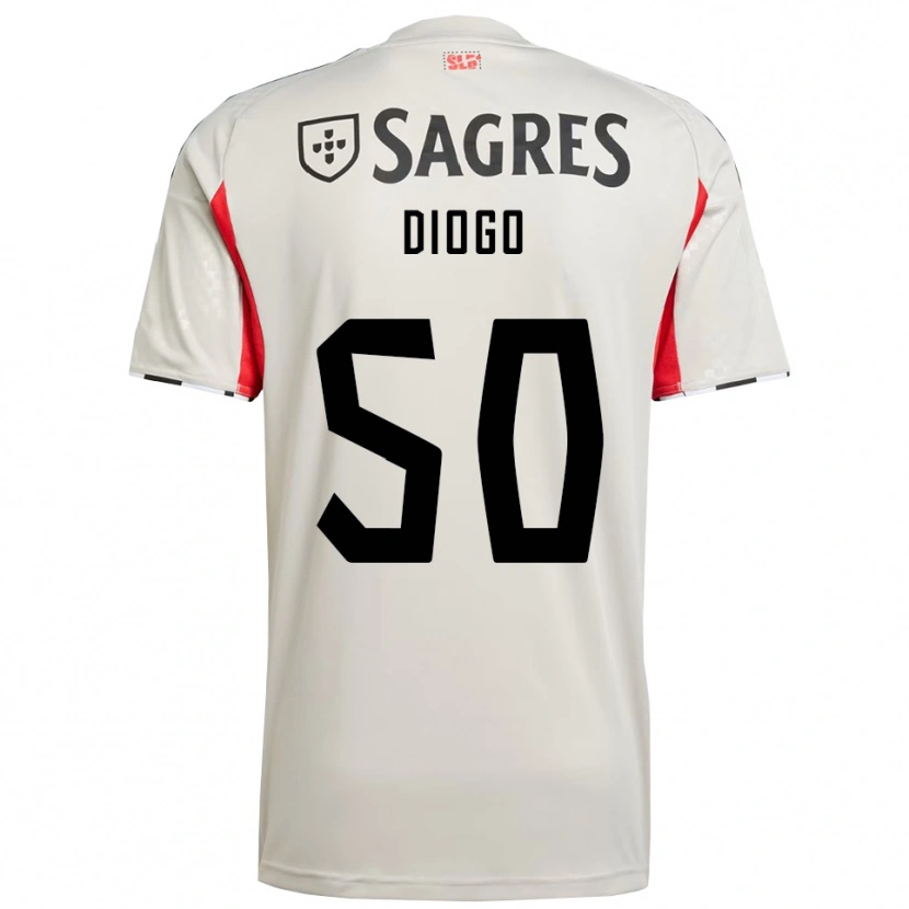 Danxen Män Diogo Ferreira #50 Benvit Röd Bortatröja Matchtröjor 2025/26 Tröjor T-Tröja