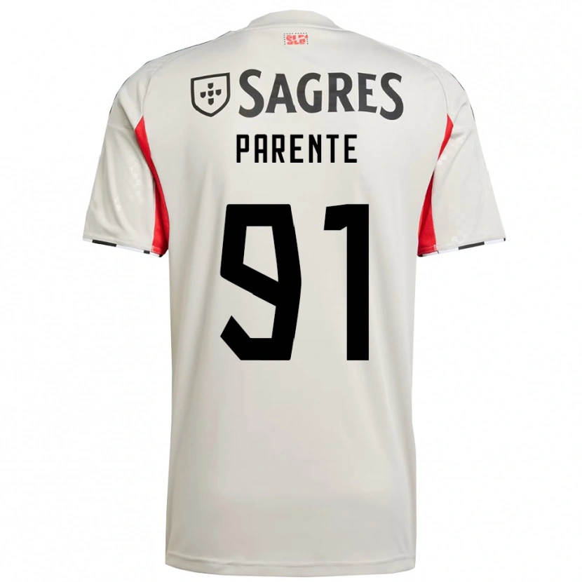 Danxen Män Tiago Parente #91 Benvit Röd Bortatröja Matchtröjor 2025/26 Tröjor T-Tröja