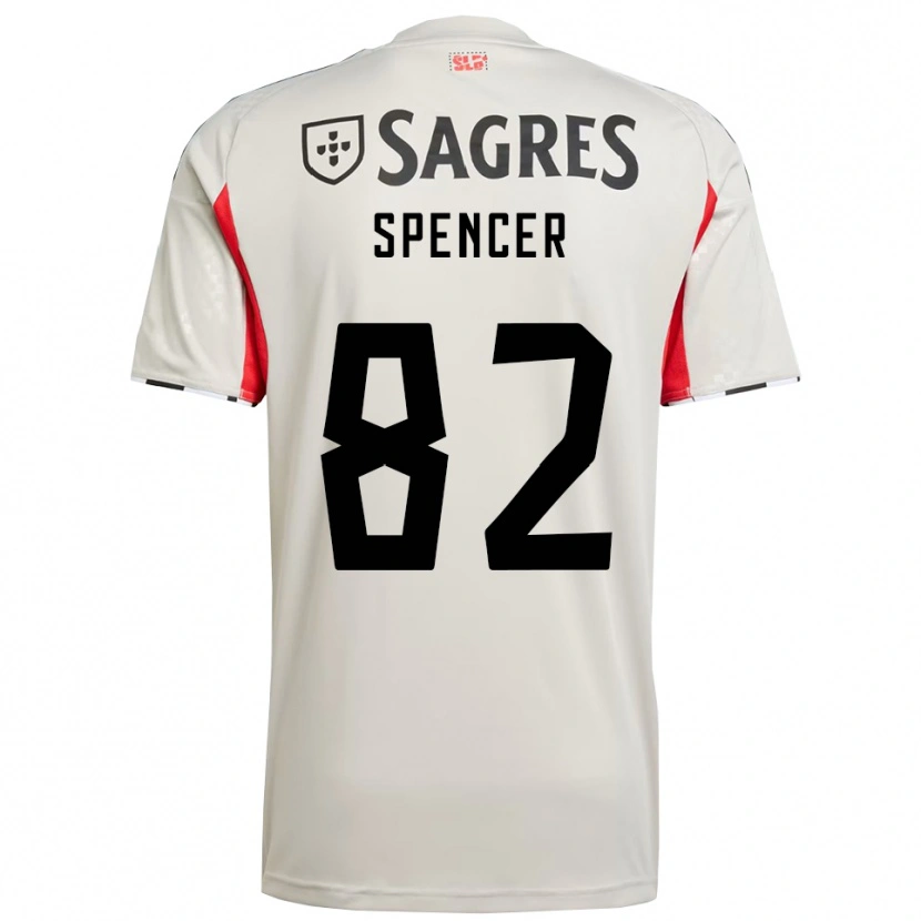 Danxen Män Diogo Spencer #82 Benvit Röd Bortatröja Matchtröjor 2025/26 Tröjor T-Tröja