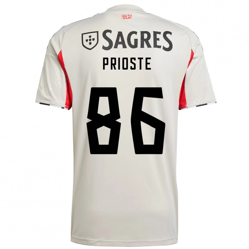 Danxen Män Diogo Prioste #86 Benvit Röd Bortatröja Matchtröjor 2025/26 Tröjor T-Tröja