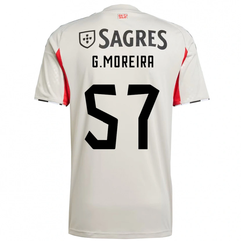 Danxen Män Gonçalo Moreira #57 Benvit Röd Bortatröja Matchtröjor 2025/26 Tröjor T-Tröja