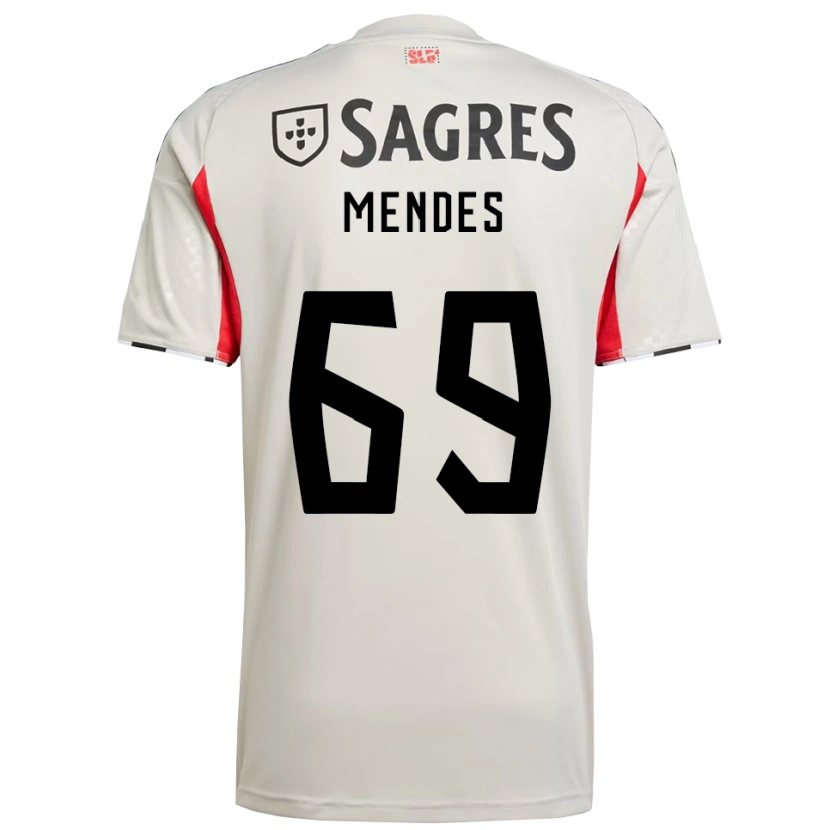 Danxen Män Vladimir Mendes #69 Benvit Röd Bortatröja Matchtröjor 2025/26 Tröjor T-Tröja