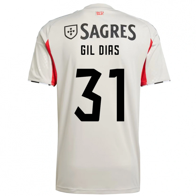 Danxen Män Gil Dias #31 Benvit Röd Bortatröja Matchtröjor 2025/26 Tröjor T-Tröja