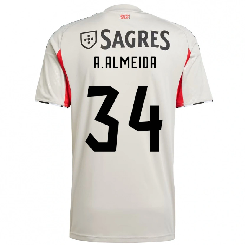 Danxen Män Andre Almeida #34 Benvit Röd Bortatröja Matchtröjor 2025/26 Tröjor T-Tröja