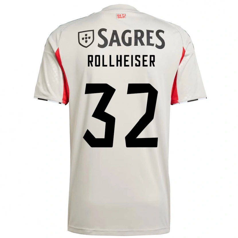 Danxen Män Benjamín Rollheiser #32 Benvit Röd Bortatröja Matchtröjor 2025/26 Tröjor T-Tröja