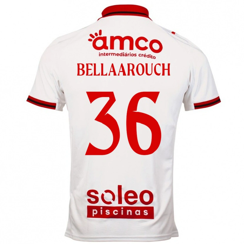 Danxen Män Alaa Bellaarouch #36 Vit Röd Bortatröja Matchtröjor 2025/26 Tröjor T-Tröja