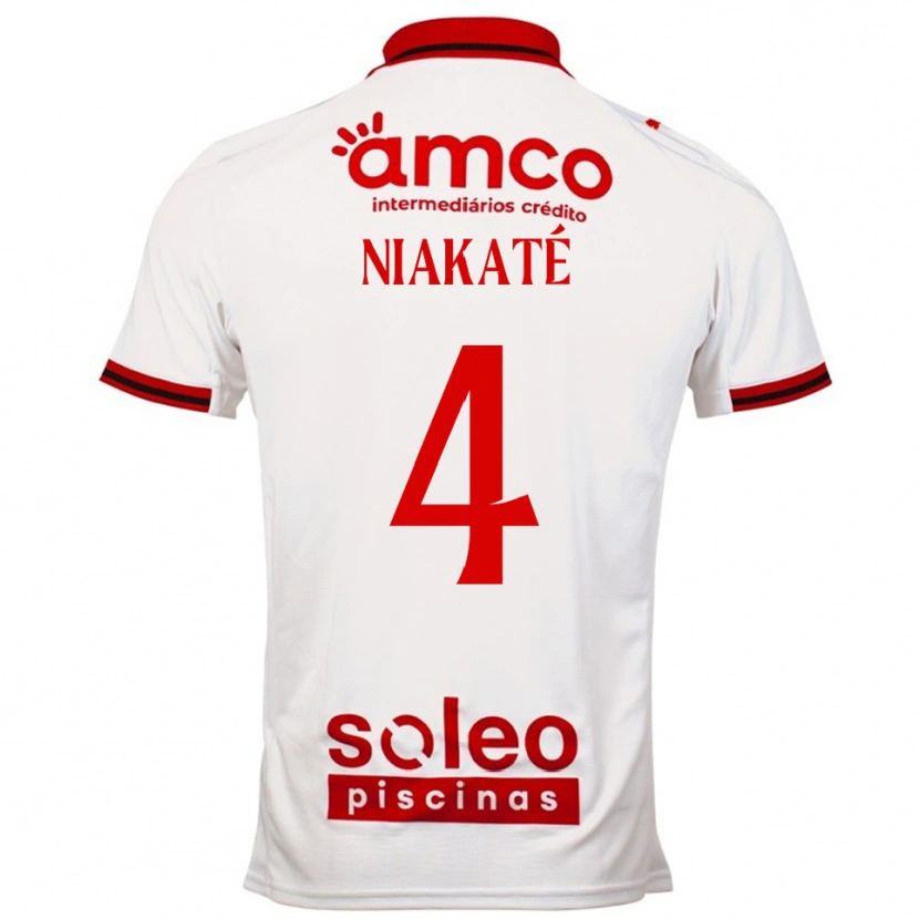 Danxen Män Sikou Niakaté #4 Vit Röd Bortatröja Matchtröjor 2025/26 Tröjor T-Tröja