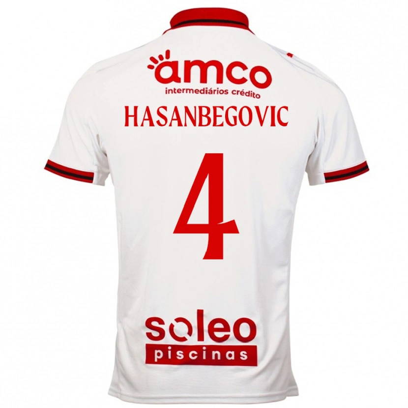 Danxen Män Melisa Hasanbegović #4 Vit Röd Bortatröja Matchtröjor 2025/26 Tröjor T-Tröja