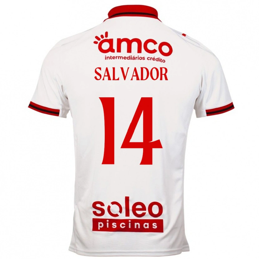 Danxen Män João Salvador #14 Vit Röd Bortatröja Matchtröjor 2025/26 Tröjor T-Tröja