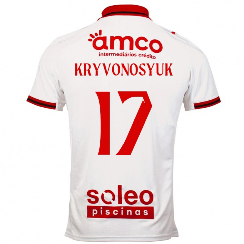 Danxen Män Leonardo Kryvonosyuk #17 Vit Röd Bortatröja Matchtröjor 2025/26 Tröjor T-Tröja