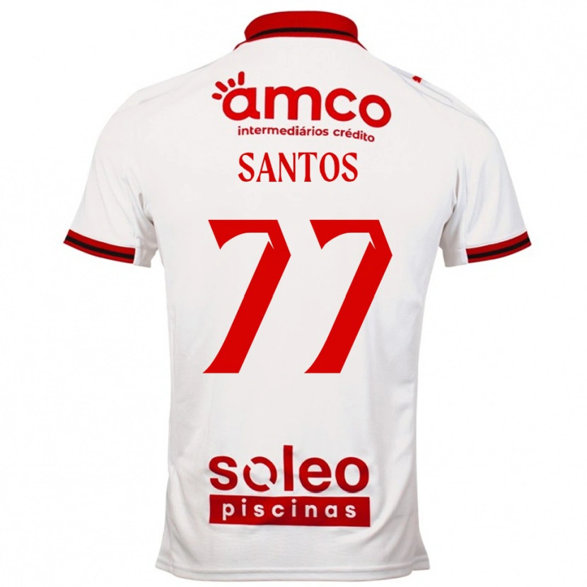 Danxen Män Edu Santos #77 Vit Röd Bortatröja Matchtröjor 2025/26 Tröjor T-Tröja