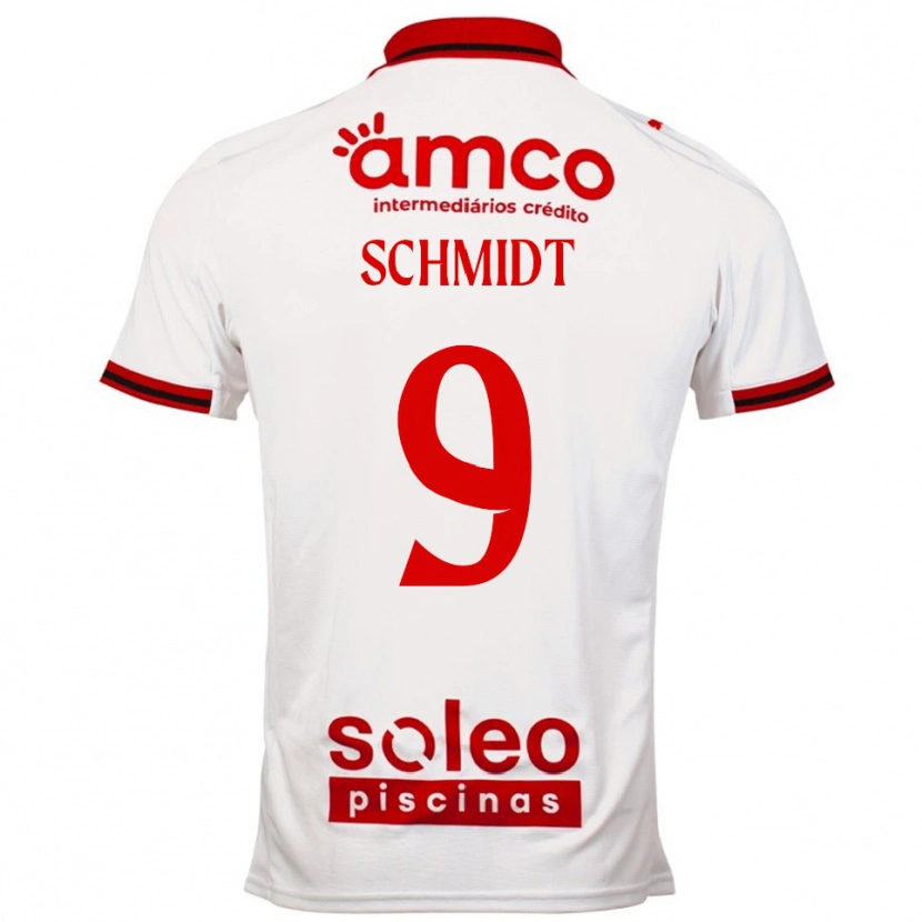 Danxen Män Malu Schmidt #9 Vit Röd Bortatröja Matchtröjor 2025/26 Tröjor T-Tröja