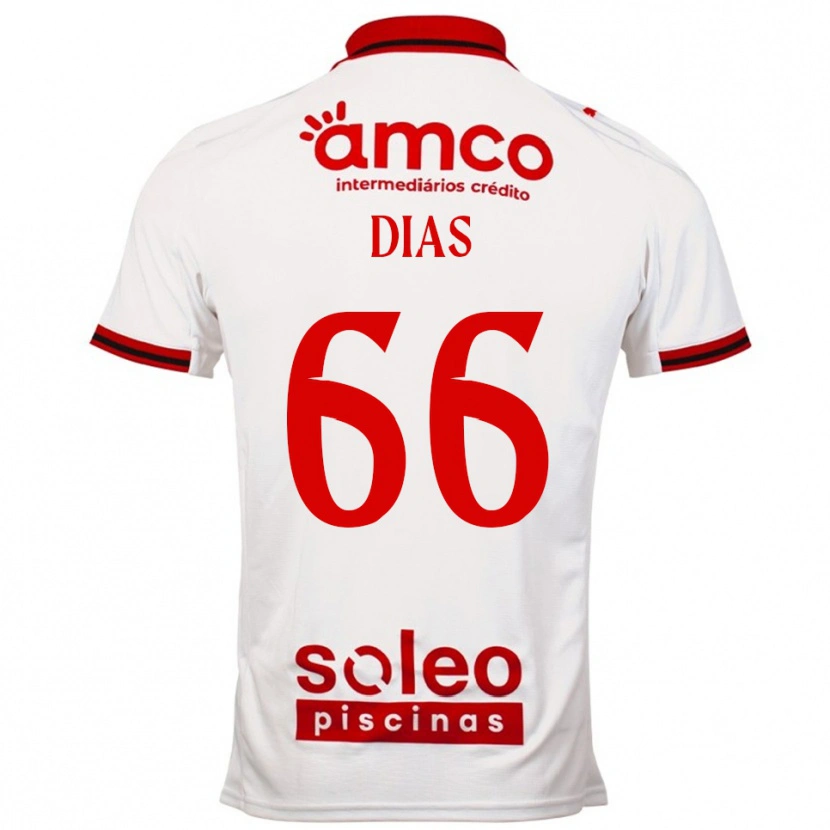 Danxen Män Gonçalo Dias #66 Vit Röd Bortatröja Matchtröjor 2025/26 Tröjor T-Tröja