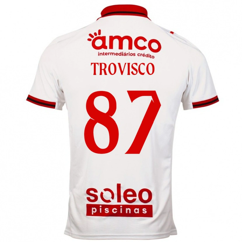 Danxen Män João Trovisco #87 Vit Röd Bortatröja Matchtröjor 2025/26 Tröjor T-Tröja
