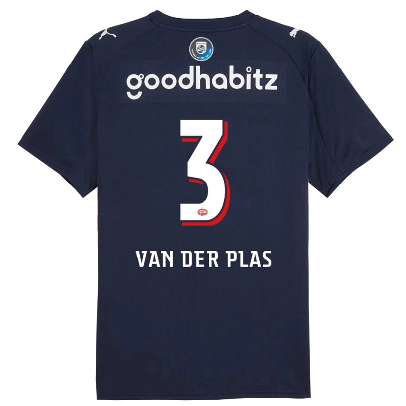 Danxen Män Sven Van Der Plas #3 Marinblå Vit Bortatröja Matchtröjor 2025/26 Tröjor T-Tröja