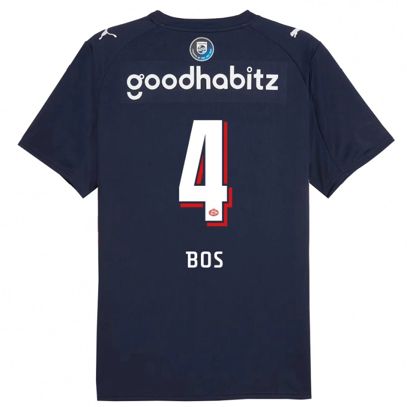 Danxen Män Floris Bos #4 Marinblå Vit Bortatröja Matchtröjor 2025/26 Tröjor T-Tröja