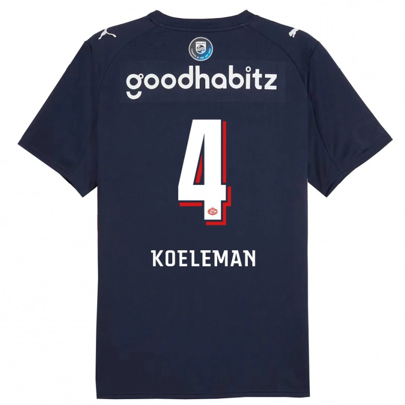 Danxen Män Senna Koeleman #4 Marinblå Vit Bortatröja Matchtröjor 2025/26 Tröjor T-Tröja