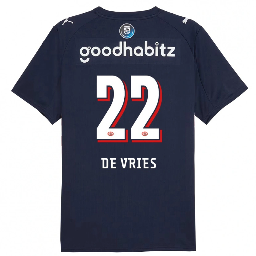 Danxen Män Lyam De Vries #22 Marinblå Vit Bortatröja Matchtröjor 2025/26 Tröjor T-Tröja