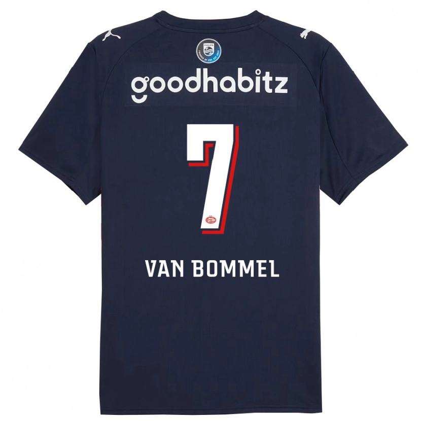 Danxen Män Ruben Van Bommel #7 Marinblå Vit Bortatröja Matchtröjor 2025/26 Tröjor T-Tröja