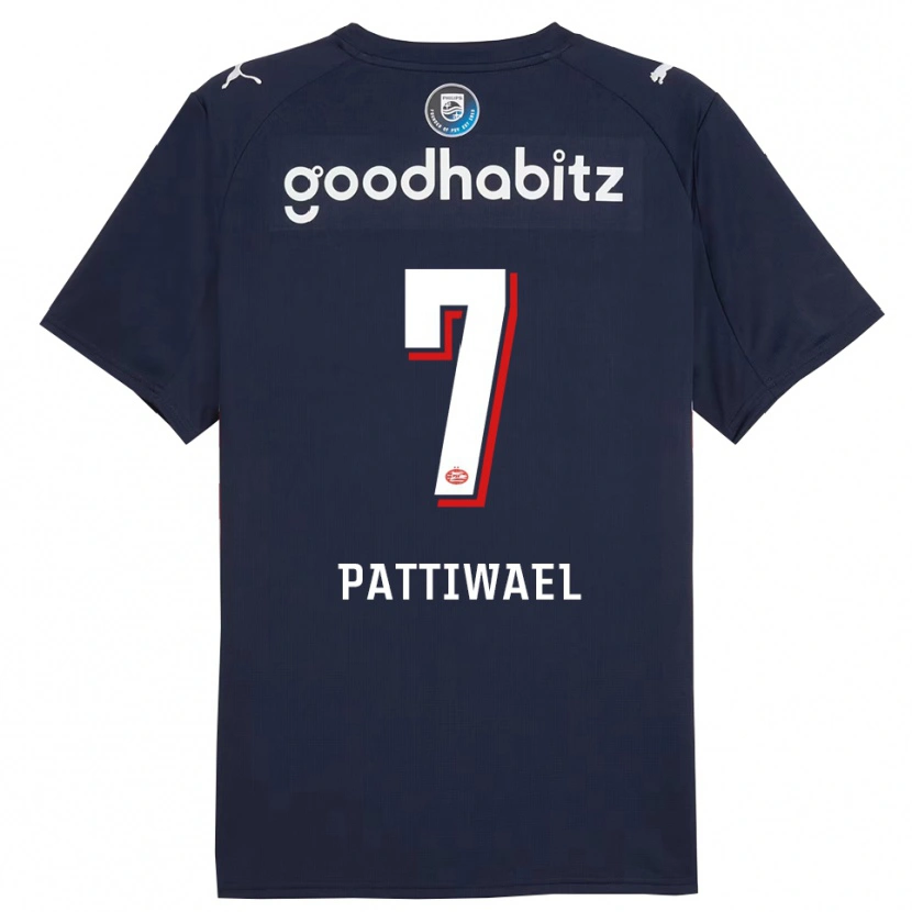 Danxen Män Naomi Pattiwael #7 Marinblå Vit Bortatröja Matchtröjor 2025/26 Tröjor T-Tröja
