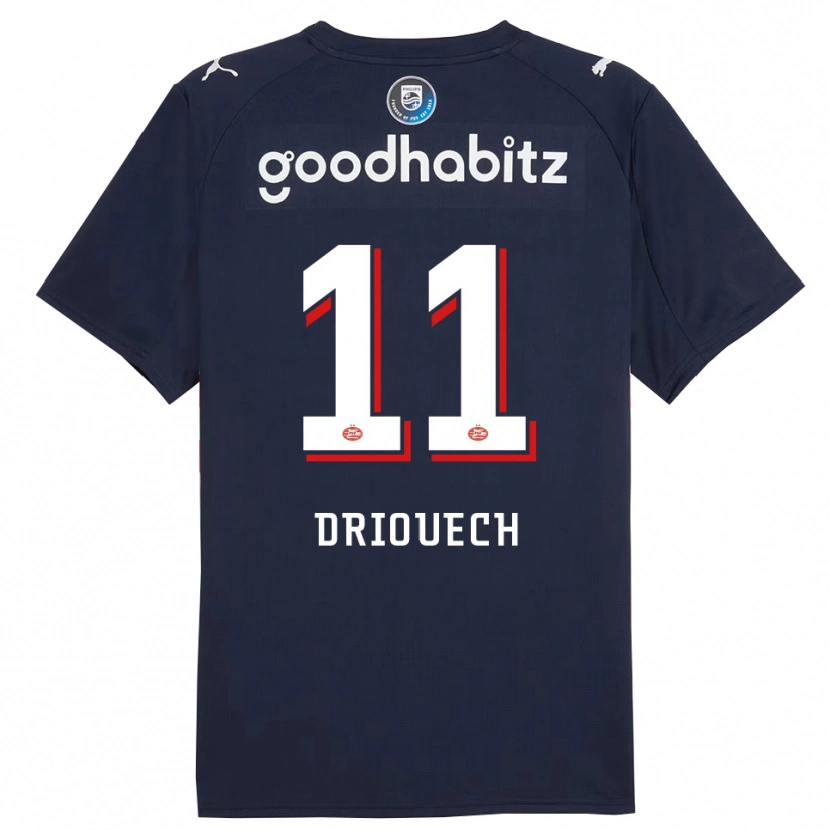 Danxen Män Couhaib Driouech #11 Marinblå Vit Bortatröja Matchtröjor 2025/26 Tröjor T-Tröja
