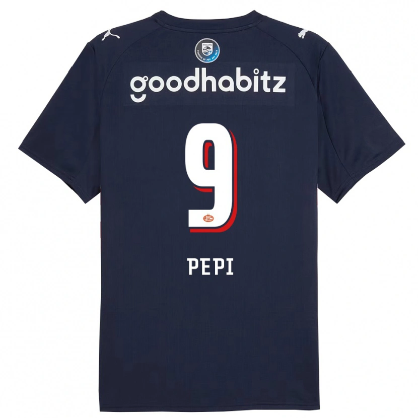 Danxen Män Ricardo Pepi #9 Marinblå Vit Bortatröja Matchtröjor 2025/26 Tröjor T-Tröja