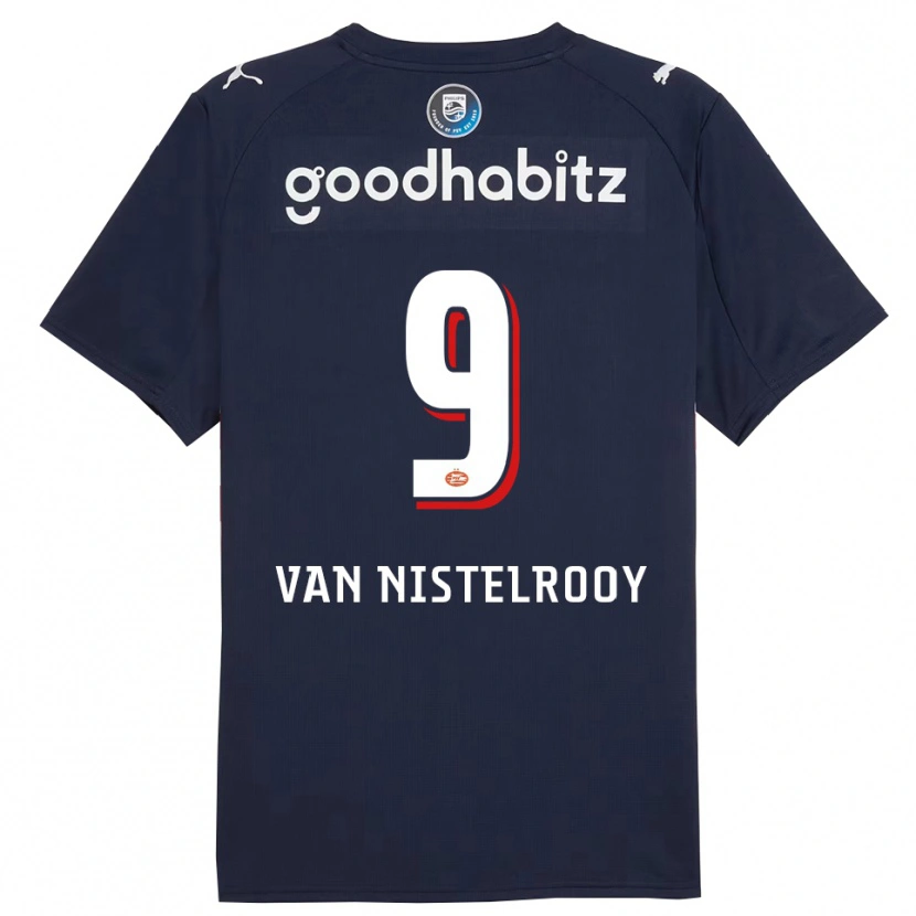 Danxen Män Liam Van Nistelrooy #9 Marinblå Vit Bortatröja Matchtröjor 2025/26 Tröjor T-Tröja