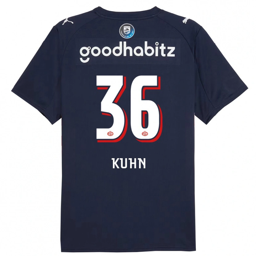 Danxen Män Wessel Kuhn #36 Marinblå Vit Bortatröja Matchtröjor 2025/26 Tröjor T-Tröja
