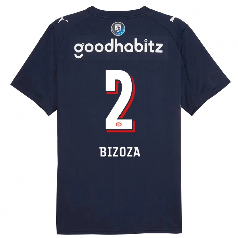 Danxen Män Kevin Bizoza #2 Marinblå Vit Bortatröja Matchtröjor 2025/26 Tröjor T-Tröja