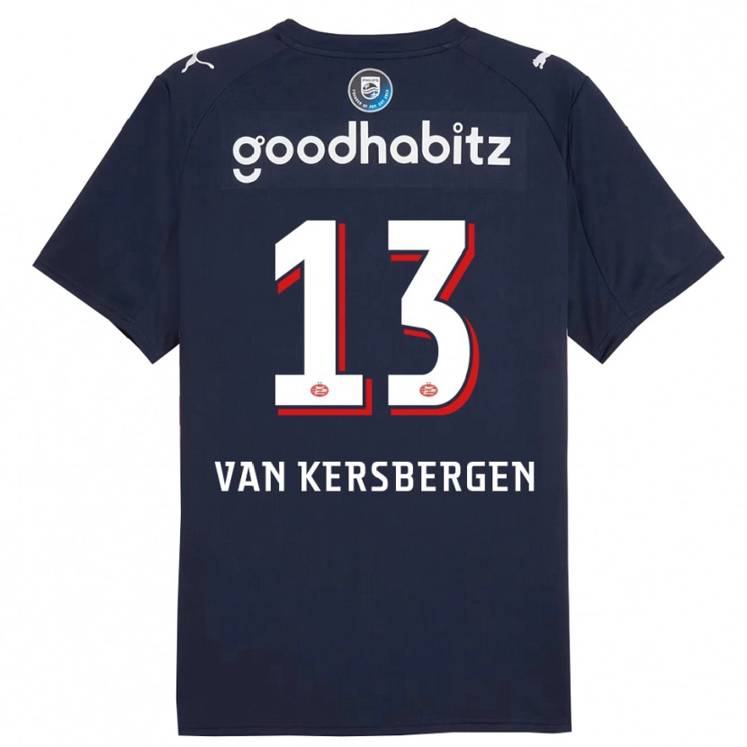 Danxen Män Sander Van Kersbergen #13 Marinblå Vit Bortatröja Matchtröjor 2025/26 Tröjor T-Tröja