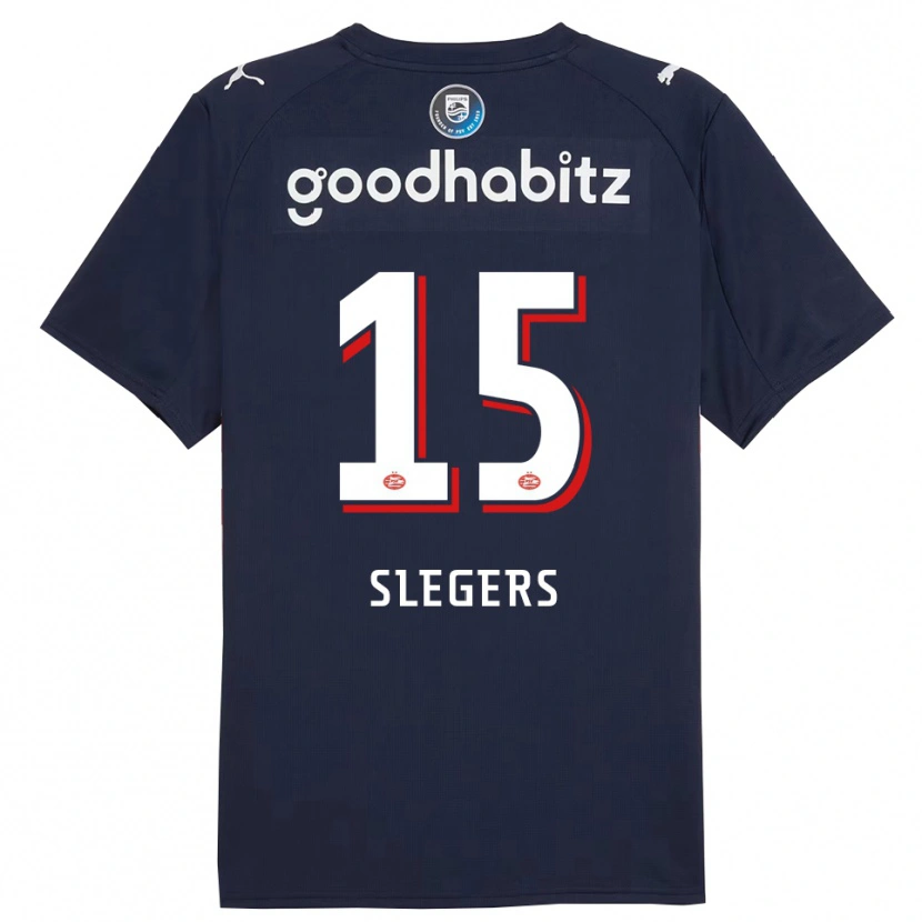 Danxen Män Kor Slegers #15 Marinblå Vit Bortatröja Matchtröjor 2025/26 Tröjor T-Tröja