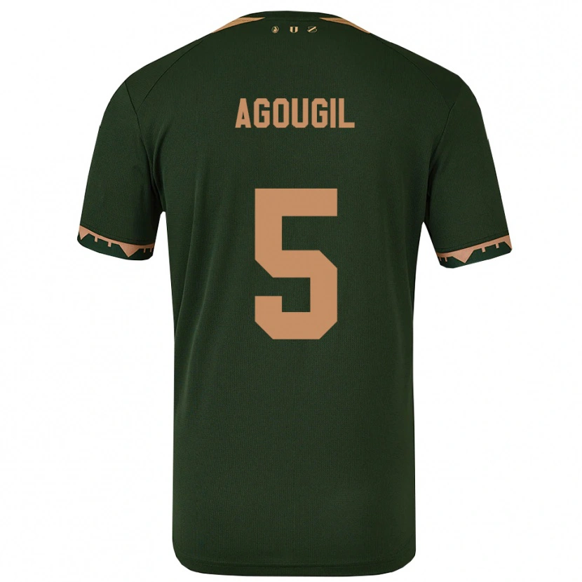 Danxen Män Oualid Agougil #5 Grön Guld Bortatröja Matchtröjor 2025/26 Tröjor T-Tröja