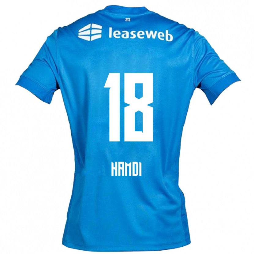 Danxen Män Yassin Hamdi #18 Blå Vit Bortatröja Matchtröjor 2025/26 Tröjor T-Tröja