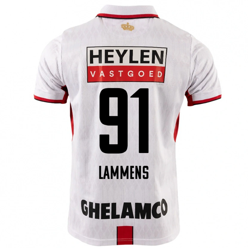 Danxen Män Senne Lammens #91 Vit Röd Bortatröja Matchtröjor 2025/26 Tröjor T-Tröja