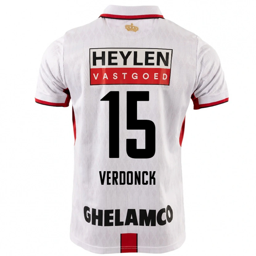 Danxen Män Dries Verdonck #15 Vit Röd Bortatröja Matchtröjor 2025/26 Tröjor T-Tröja