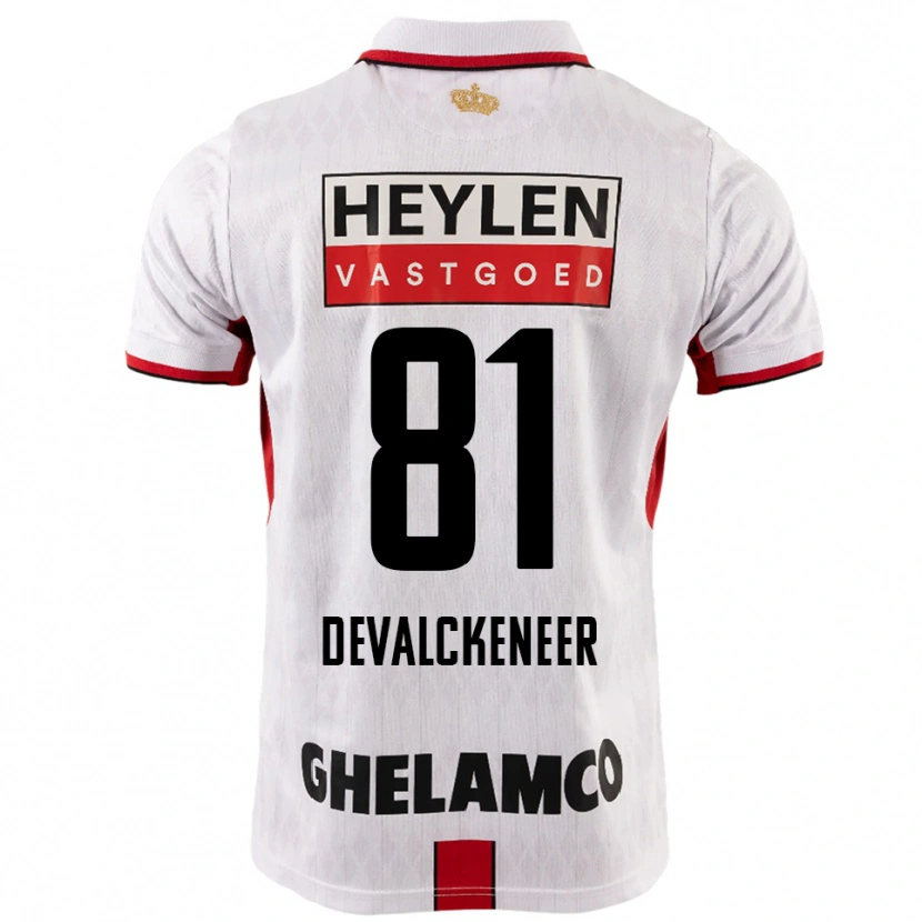 Danxen Män Niels Devalckeneer #81 Vit Röd Bortatröja Matchtröjor 2025/26 Tröjor T-Tröja