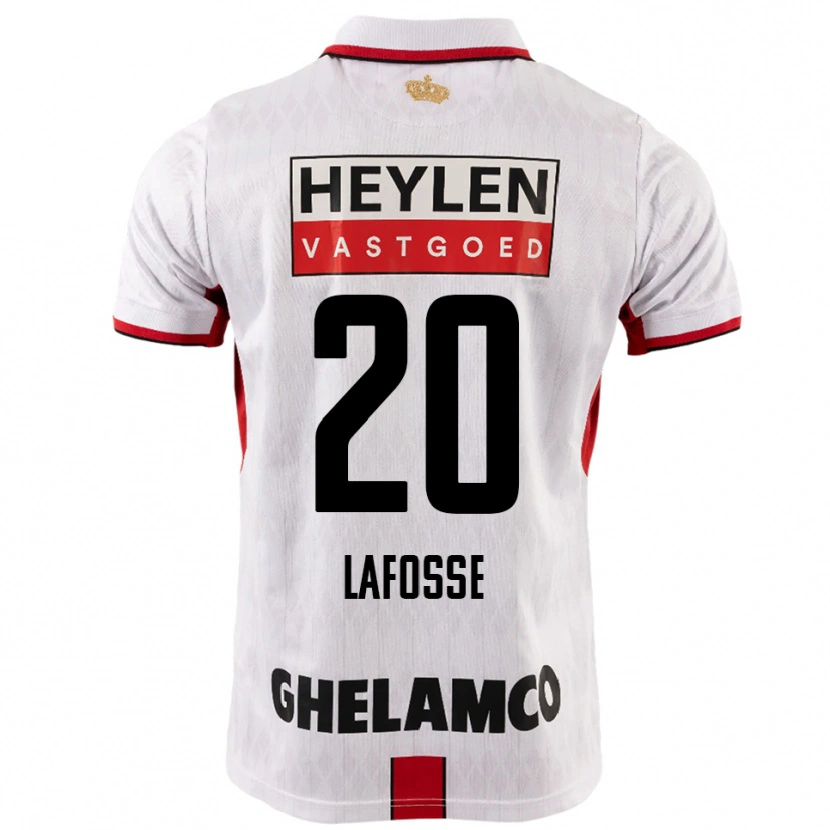 Danxen Män Jarne Lafosse #20 Vit Röd Bortatröja Matchtröjor 2025/26 Tröjor T-Tröja
