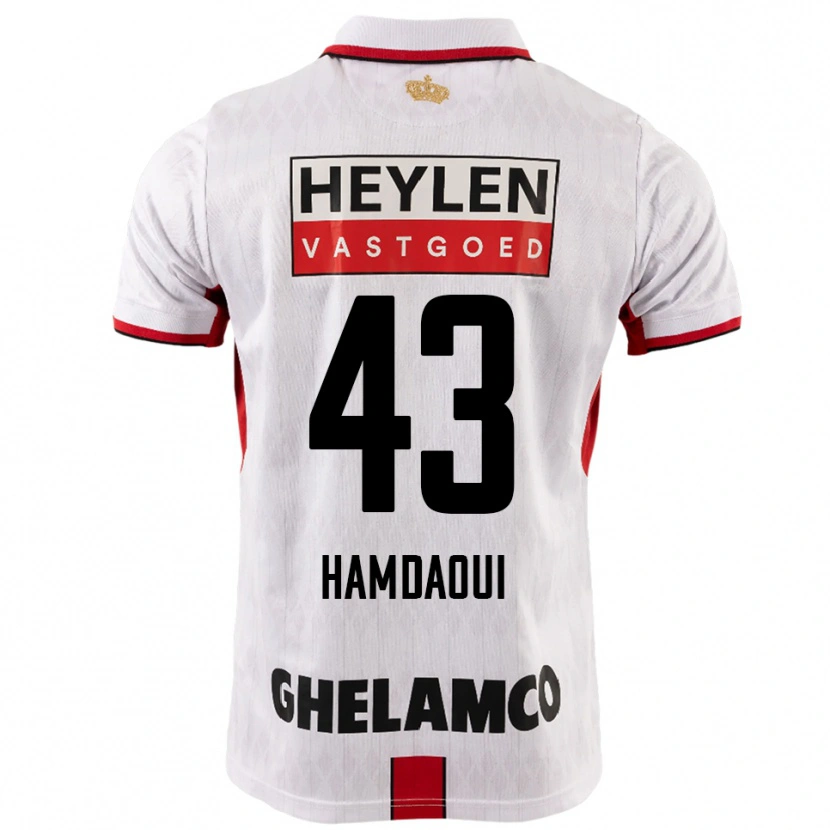 Danxen Män Youssef Hamdaoui #43 Vit Röd Bortatröja Matchtröjor 2025/26 Tröjor T-Tröja