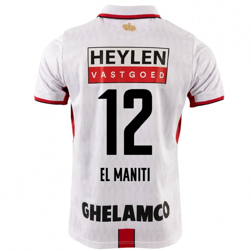 Danxen Män Naoufal El Maniti #12 Vit Röd Bortatröja Matchtröjor 2025/26 Tröjor T-Tröja