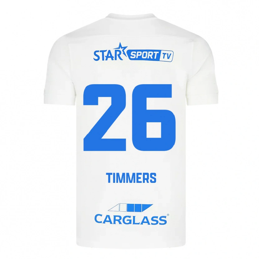 Danxen Män Sebastiaan Timmers #26 Vit Blå Bortatröja Matchtröjor 2025/26 Tröjor T-Tröja