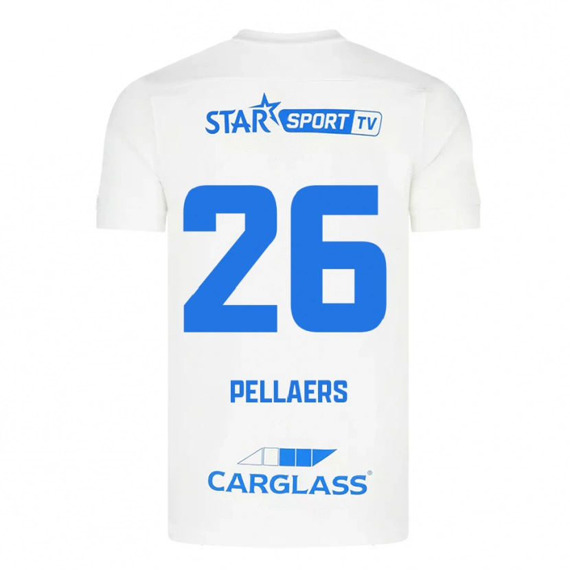 Danxen Män Amanuel Pellaers #26 Vit Blå Bortatröja Matchtröjor 2025/26 Tröjor T-Tröja