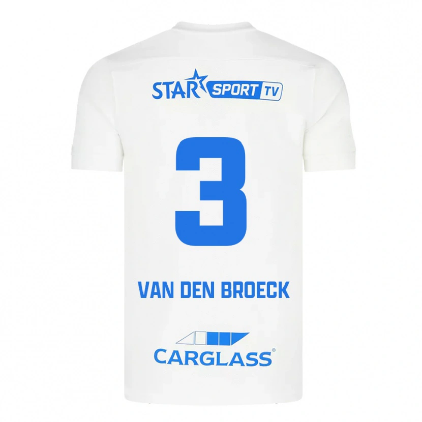 Danxen Män Kobe Van Den Broeck #3 Vit Blå Bortatröja Matchtröjor 2025/26 Tröjor T-Tröja
