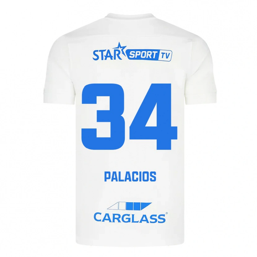 Danxen Män Adrián Palacios #34 Vit Blå Bortatröja Matchtröjor 2025/26 Tröjor T-Tröja