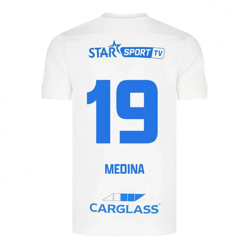 Danxen Män Yaimar Medina #19 Vit Blå Bortatröja Matchtröjor 2025/26 Tröjor T-Tröja