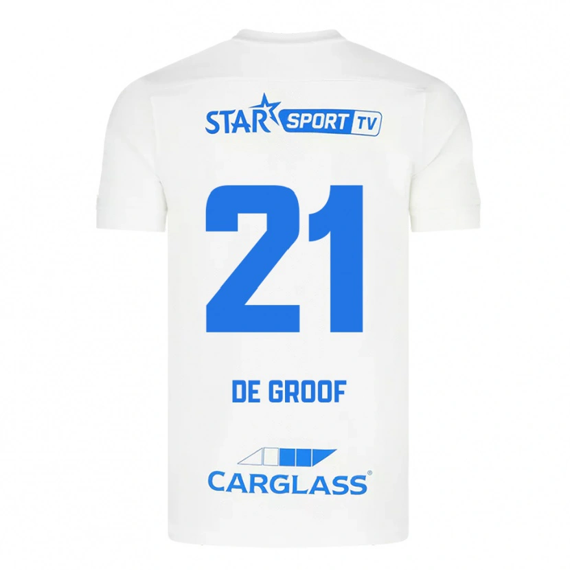 Danxen Män Jens De Groof #21 Vit Blå Bortatröja Matchtröjor 2025/26 Tröjor T-Tröja