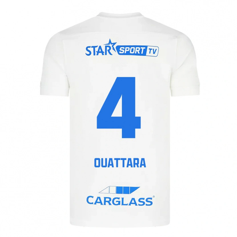 Danxen Män Aziz Ouattara #4 Vit Blå Bortatröja Matchtröjor 2025/26 Tröjor T-Tröja