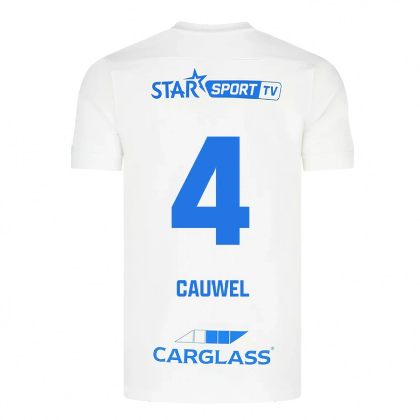 Danxen Män Michiel Cauwel #4 Vit Blå Bortatröja Matchtröjor 2025/26 Tröjor T-Tröja